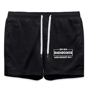 Dachdecker: Was kannst du? - Badeshorts - Schwarz - Vorne - AI Model Male 185 light (185cm)