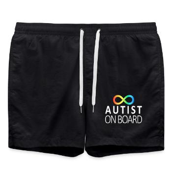 Autist on Board: Neurodiversity Stickers - Swim Trunks - black - Front - AI Model Male 185 light (185cm)