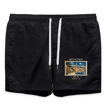 Kroatien Split Vintage Reisemarke - Badeshorts - Schwarz - Vorne - AI Model Male 185 light (185cm)