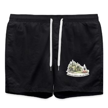 Vivre sur l’espresso et les routes de terre - Short de bain - noir - Devant - AI Model Male 185 light (185cm)