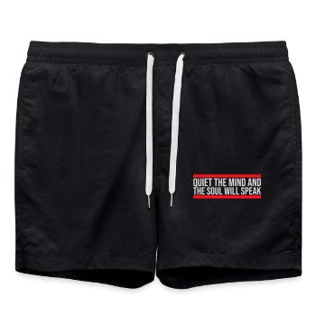 Quiet The Mind And The Soul Will Speak Ruhe Spruch - Swim Trunks - black - Front - AI Model Male 185 light (185cm)