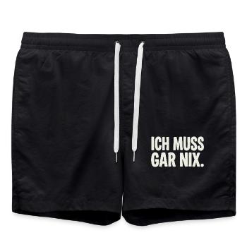 Ich Muss Gar Nix. - Badeshorts - Schwarz - Vorne - AI Model Male 185 light (185cm)