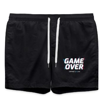 Game Over: Retro Arcade Glitch - Badeshorts - Schwarz - Vorne - AI Model Male 185 light (185cm)