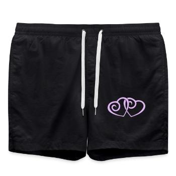 Double Hearts in Love Line Art - Swim Trunks - black - Front - AI Model Male 185 light (185cm)