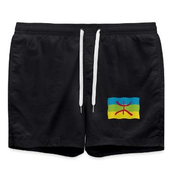 Drapeau amazigh - Short de bain - noir - Devant - AI Model Male 185 light (185cm)