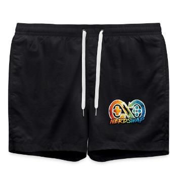 NerdSwap Gaming Merch - Swim Trunks - black - Front - AI Model Male 185 light (185cm)
