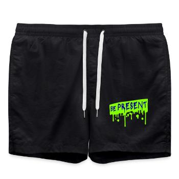 Soyez présent en ce moment, ici et maintenant Texte de citation - Short de bain - noir - Devant - AI Model Male 185 light (185cm)