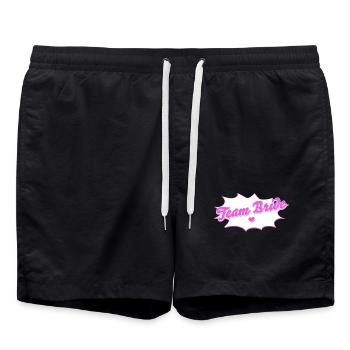 Bachelorette Team Bride - Bachelorette Party Design - Swim Trunks - black - Front - AI Model Male 185 light (185cm)