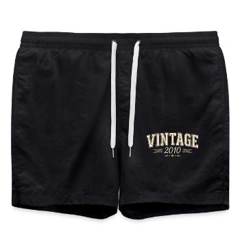 Vintage 2010 Original 2010 Retro 2010 Gift 2010 - Swim Trunks - black - Front - AI Model Male 185 light (185cm)