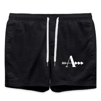 Lettre a flèche cœur - Short de bain - noir - Devant - AI Model Male 185 light (185cm)