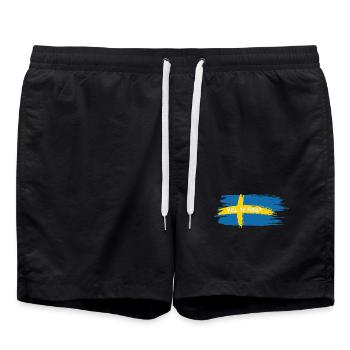 Vill Du Fika? – Schwedischer Kaffee Humor - Badeshorts - Schwarz - Vorne - AI Model Male 185 light (185cm)
