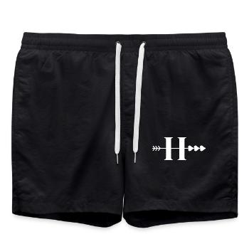 Lettre h flèche cœur - Short de bain - noir - Devant - AI Model Male 185 light (185cm)