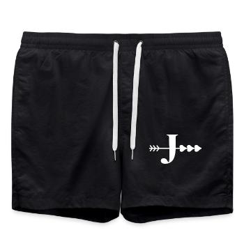 Lettre j flèche cœur - Short de bain - noir - Devant - AI Model Male 185 light (185cm)