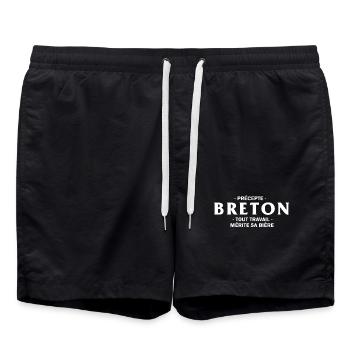 Precepte Breton Tout Travail Merite Sa Biere T-... - Short de bain - noir - Devant - AI Model Male 185 light (185cm)