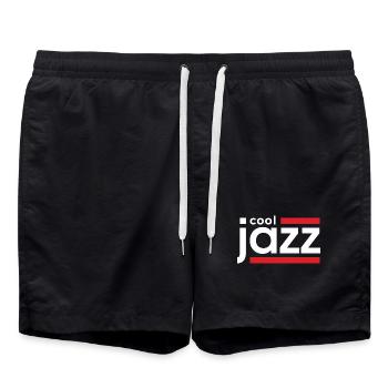 Cool Jazz Logo with Red Bars - Swim Trunks - black - Front - AI Model Male 185 light (185cm)