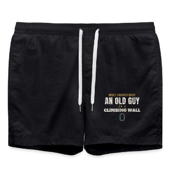 Old Guy On A Climbing Wall - Swim Trunks - black - Front - AI Model Male 185 light (185cm)