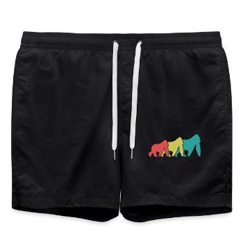 Silhouettes des Trois Singes Rétro - Short de bain - noir - Devant - AI Model Male 185 light (185cm)