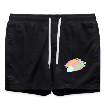 Pastel Abstract Design - Swim Trunks - black - Front - AI Model Male 185 light (185cm)