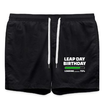 Leap Day Birthday Loading - Swim Trunks - black - Front - AI Model Male 185 light (185cm)