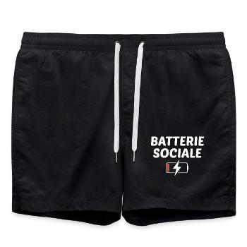 Batterie sociale à 0% - Short de bain - noir - Devant - AI Model Male 185 light (185cm)