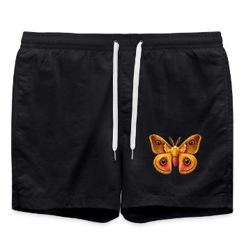 Kaiser Moth Saturnia pavonia Cartoon-Stil - Badeshorts - Schwarz - Vorne - AI Model Male 185 light (185cm)