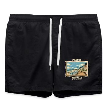 Frankreich Vintage Reisemarke - Badeshorts - Schwarz - Vorne - AI Model Male 185 light (185cm)