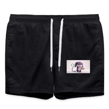 Cute Fluffy Creature Artist with Paint Palette and - Badeshorts - Schwarz - Vorne - AI Model Male 185 light (185cm)