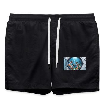 Surreal underwater world inside a washing machine  - Badeshorts - Schwarz - Vorne - AI Model Male 185 light (185cm)