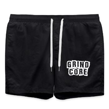 Grindcore Distressed Text - Swim Trunks - black - Front - AI Model Male 185 light (185cm)