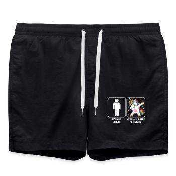 Normale Menschen vs. Überlebende einer Leistenbruchoperation - Badeshorts - Schwarz - Vorne - AI Model Male 185 light (185cm)