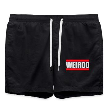 Weirdo Komischer Verrückter Lustiger Spruch Logo - Badeshorts - Schwarz - Vorne - AI Model Male 185 light (185cm)