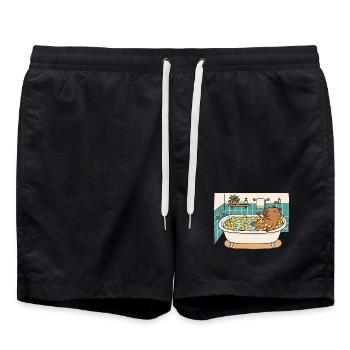 Capybara-Schaumbad mit Quietscheenten und Yuzu - Badeshorts - Schwarz - Vorne - AI Model Male 185 light (185cm)