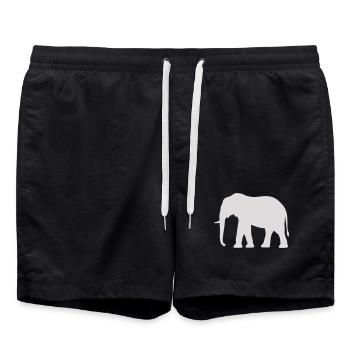 Minimalistische Elefant Silhouette - Badeshorts - Schwarz - Vorne - AI Model Male 185 light (185cm)