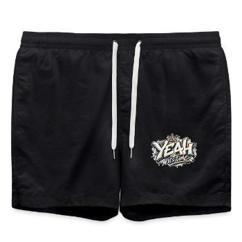Yeah Its Time Graffiti Crown - Badeshorts - Schwarz - Vorne - AI Model Male 185 light (185cm)
