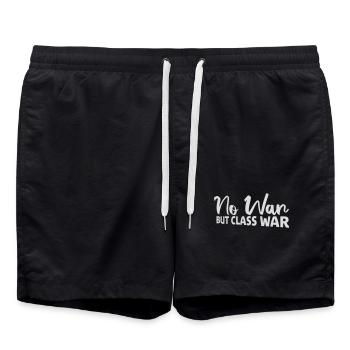 No war but class war Klassenkrieg Spruch Logo Text - Badeshorts - Schwarz - Vorne - AI Model Male 185 light (185cm)