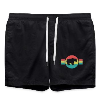 Bär Silhouette Retro Style - Badeshorts - Schwarz - Vorne - AI Model Male 185 light (185cm)
