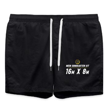 Beachvolleyball Spruch - Badeshorts - Schwarz - Vorne - AI Model Male 185 light (185cm)