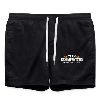 Team Schlafentzug - Frischgebackene Eltern - Badeshorts - Schwarz - Vorne - AI Model Male 185 light (185cm)