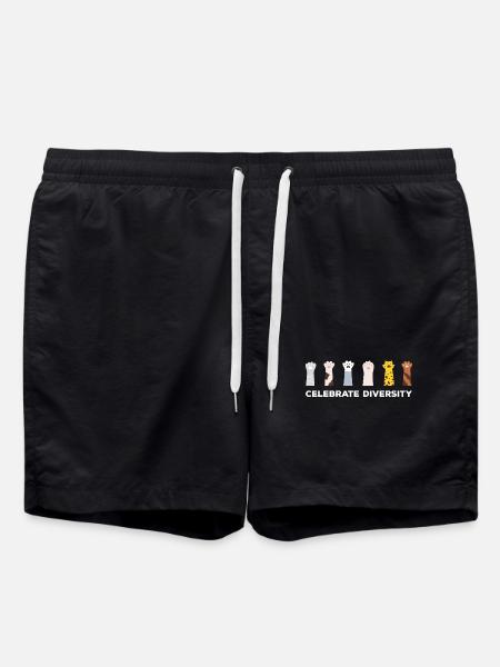 Celebrate Diversity Katzen Vielfalt Katzenpfoten - Badeshorts - Schwarz