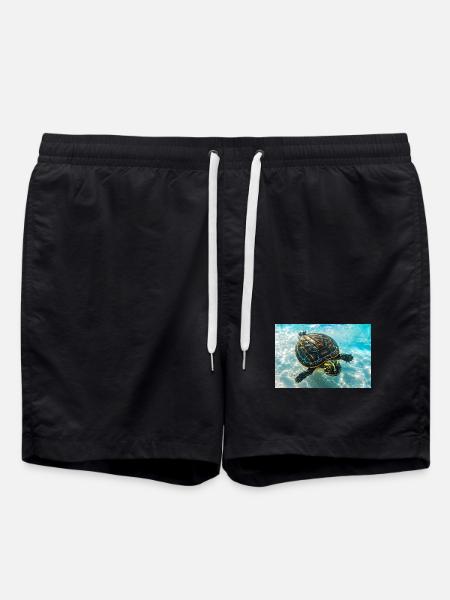 Schwimmende Schildkröte - Badeshorts - Schwarz