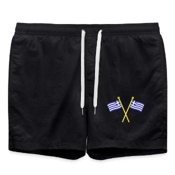 Griechische Flagge - Badeshorts - Schwarz - Vorne - AI Model Male 185 light (185cm)