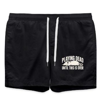 Bis das vorbei ist, Tottun, Opossum-Humor - Badeshorts - Schwarz - Vorne - AI Model Male 185 light (185cm)