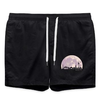 Berliner Deutschland-Skyline - Badeshorts - Schwarz - Vorne - AI Model Male 185 light (185cm)