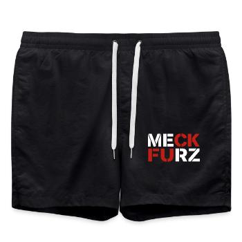  Meck Furz | Merz - nicht mein Kanzler - Badeshorts - Schwarz - Vorne - AI Model Male 185 light (185cm)