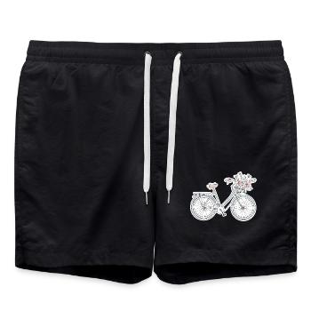 Fahrrad Zeichnung - Badeshorts - Schwarz - Vorne - AI Model Male 185 light (185cm)