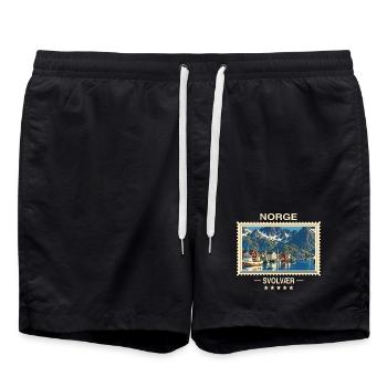 Norwegen Svolvær Vintage Reisemarke - Badeshorts - Schwarz - Vorne - AI Model Male 185 light (185cm)