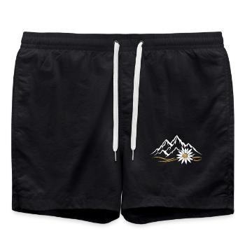 Berge Alpen Edelweiß Wandern Heimatliebe Natur - Badeshorts - Schwarz - Vorne - AI Model Male 185 light (185cm)