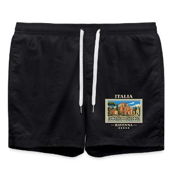 Italien Ravenna Vintage Reisemarke - Badeshorts - Schwarz - Vorne - AI Model Male 185 light (185cm)