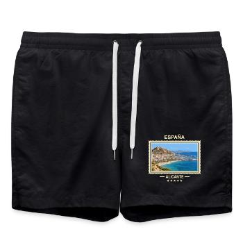 Spanien Alicante Vintage Reisemarke - Badeshorts - Schwarz - Vorne - AI Model Male 185 light (185cm)