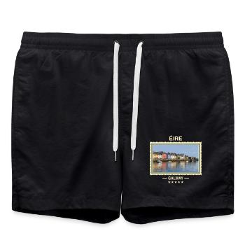 Irland Galway Vintage Reisemarke - Badeshorts - Schwarz - Vorne - AI Model Male 185 light (185cm)